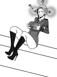 antenna black_hair boogars breasts deadman_wonderland erect_nipples expressionless femsub greyscale groping happy_helmet happy_trance helmet high_heels holding_breasts large_breasts makina monochrome short_hair sitting tears tech_control the_ren_and_stimpy_show tie whitewash_eyes rating:Questionable score:30 user:hypno