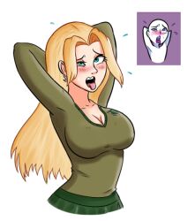 ahegao blonde_hair blush breasts cleavage draco_malfoy genderswap happy_trance harry_potter_(series) large_breasts long_hair open_mouth orgasm school_uniform themightfenek transformation white_background rating:questionable score: user:lasterjoe