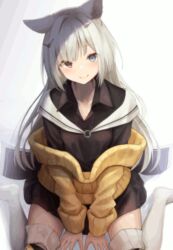  animated animated_gif arknights breasts femdom hair_ornament heterochromia hypnofyre_(manipper) kinome_no_i manip nightmare_(arknights) pov pov_sub school_uniform sleep_command smile sweater tagme thighhighs white_hair  rating:explicit score: user:hypnofyre