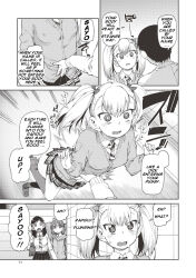 absurdres akitsuki_itsuki black_hair blonde_hair blush brother_and_sister brown_hair comic dazed femsub greyscale hard_translated incest long_hair maledom open_mouth original ribbon school_uniform short_hair text tie translated trigger twintails rating:Questionable score:58 user:HypnoMangaEditor