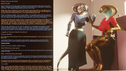 3d amnesia aware becca_(thalarynth) caption del_(thalarynth) femdom femsub furry hypnotized_assistant hypnotized_dom manip memory_lapse scales scalie snake snake_girl tail text thalarynth_(manipper) turning_the_tables rating:Safe score:15 user:Thalarynth