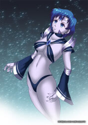 blue_hair breasts choker corruption earrings empty_eyes expressionless female_only hadant jewelry large_breasts long_nails midriff navel pale_skin sailor_mercury sailor_moon_(series) short_hair sideboob signature simple_background solo watermark rating:Questionable score:28 user:TheGoodShank