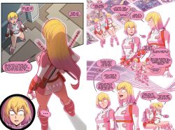  aware blonde_hair femsub gamingsm gwen_poole gwenpool happy_trance hypnotized_hypnotist manip marvel_comics meta multicolored_hair pink_hair white_eyes  rating:safe score: user:gamingsm