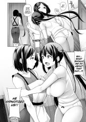 all_fours black_hair bottomless bouncing_breasts breasts bunny_girl comic dialogue doggy_style empty_eyes expressionless greyscale gym_uniform large_breasts long_hair missionary monochrome nude sakamata_nerimono school_uniform short_hair sisters spanish tagme text topless twintails ugly_bastard rating:Explicit score:6 user:L12@