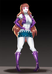 aceto boots breasts brown_hair cleavage corruption fairy_tail femsub happy_trance haryudanto high_heels large_breasts long_hair makeup open_clothes pale_skin pink_eyes rock_of_succubus short_skirt solo studded_collar tattoo thigh_boots rating:Questionable score:58 user:TheGoodShank