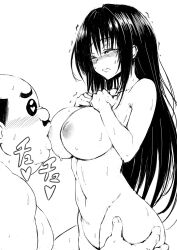 absurdres altered_perception black_hair blush bottomless breast_grab breast_sucking breasts empty_eyes exhibitionism femsub fuchitoro greyscale groping huge_breasts large_hips long_hair maledom midriff navel nipples nude original principal_(to_love_ru) public_use sweat tears text to_love_ru topless ugly_bastard unhappy_trance yui_kotegawa rating:Explicit score:3 user:Disastermaster55