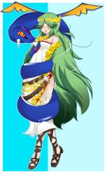 blush breasts coils fangs femsub gladiator_sandals goddess green_hair happy_trance high_heels hypnotic_eyes kid_icarus large_breasts long_hair necklace nintendo open_mouth palutena snake stalemeat thighhighs tongue wings rating:Questionable score:23 user:TheGoodShank