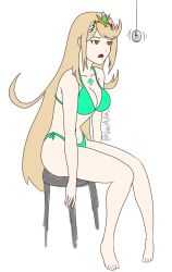 bikini blonde_hair coin dazed drool female_only femsub mythra_(xenoblade) nintendo pendulum spiral_eyes symbol_in_eyes violetaz xenoblade_chronicles xenoblade_chronicles_2 rating:safe score: user:orangejuicestice