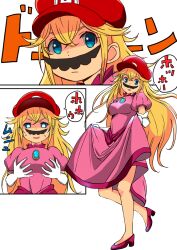 blonde_hair breasts dress dress_lift femsub gloves groping hat high_heels large_breasts long_hair maledom mario mustache nintendo possession princess princess_peach shogaku_hoshi super_mario_bros. rating:Questionable score:35 user:Sleepyhead97