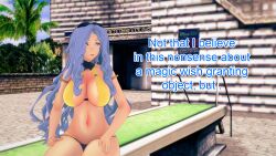 aware bikini bikini_bottom bikini_top blue_eyes blue_hair breasts dialogue english_text female_only karen_(pokemon) mustardsauce pokemon pokemon_(anime) solo sunglasses text rating:Explicit score:0 user:Bootyhunter69