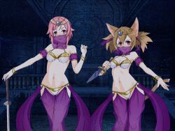 animal_ears breasts brown_hair cat_girl dancer empty_eyes female_only femsub happy_trance harem_outfit inikanata jewelry large_breasts lipstick lisbeth midriff pink_eyes pink_hair see-through short_hair silica sword_art_online tail twintails weapon rating:Questionable score:42 user:airmanexe