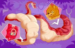 blonde_hair blush cat_girl chomba_(hypnofood) dog_girl femsub forked_tongue furry happy_trance kaa_eyes long_hair open_mouth original pink_hair plsgts saalim_(plsgts) snake tongue tongue_out vore x-ray rating:Questionable score:39 user:TheGoodShank