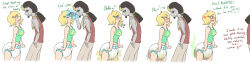 aweye aweye-ff black_hair blonde_hair comic demon diaper fart femsub humor maledom original poofy_diaper ring_eyes sammy_(bestsammy) scat short_hair urination rating:explicit score: user:godofwar99