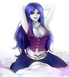 alternate_costume armpits black_lipstick blue_eyes blue_hair breasts corruption evil_smile fairy_tail femsub flowerxl goth juvia_loxar large_breasts lipstick long_hair necklace rock_of_succubus smile tattoo white_skin rating:Questionable score:104 user:Fic