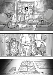 blush breasts comic corruption femsub greyscale happy_trance knees_together large_breasts monster_girl multiple_girls multiple_subs natsumemetalsonic pheromones plant_girl undressing vore rating:Explicit score:49 user:Ogodei-Khan