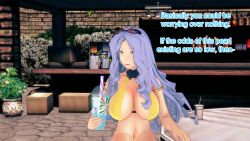 bikini bikini_bottom bikini_top blue_eyes blue_hair breasts clothed english_text female_only karen_(pokemon) mustardsauce pokemon pokemon_(anime) solo text rating:Questionable score:0 user:Bootyhunter69