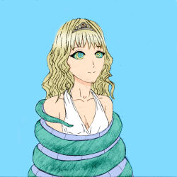 blonde_hair bondage coils curly_hair dawsoetheritz disney female_only femsub happy_trance kaa kaa_eyes kahlua_shuzen monster_girl rosario+vampire simple_background snake the_jungle_book vampire rating:safe score: user:godofwar99