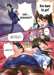 absurdres ass black_hair breasts comic corruption electric_sheep femsub glasses gun happy_trance hard_translated heterosexual kansen_(series) lab_coat large_breasts long_hair maekawa_(kansen) ncp open_clothes panties pantyhose police_uniform red_eyes skirt sweat text translated underwear rating:Questionable score:22 user:airmanexe