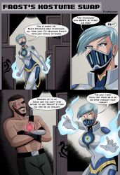 armor comic face_mask frost_(mortal_kombat) kano_(mortal_kombat) mask mortal_kombat polmanning short_hair text rating:Questionable score:47 user:DarkMask