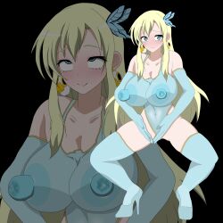 blonde_hair blush breasts drool erect_nipples female_only femsub gloves haganai haigure happy_trance high_heels huge_breasts huge_nipples hypnotic_accessory large_breasts leotard long_hair sena_kashiwazaki shizuka_hg smile solo unhappy_trance rating:questionable score: user:shizuka_hg