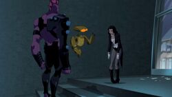 black_hair bow_tie cleavage dc_comics expressionless femsub gloves high_heels long_hair magician screenshot standing standing_at_attention super_hero young_justice zatanna_zatara rating:Safe score:13 user:hypno