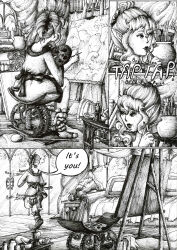 absurdres breasts comic elf elf_ears female_only justsketchingviolets large_breasts original text traditional rating:Safe score:16 user:JustSketchingViolets