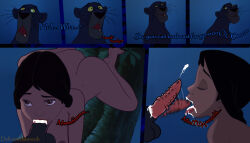 bagheera bestiality black_hair bottomless comic cum cum_in_mouth dark_skin deliciousmancub disney erection fellatio malesub non-human_penis nude panther_boy penis shanti text the_jungle_book topless trance_break rating:Explicit score:39 user:Hypnorgasm