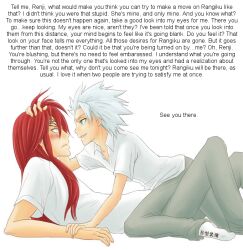 bleach blue_eyes blush caption caption_only hand_on_head hypnotic_eyes male_only maledom malesub manip red_hair renji_abarai silver_hair socks stroke_(manipper) text toshiro_hitsugaya white_hair yaoi rating:safe score: user:stroke