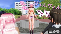3d antenna aware belt blue_eyes blush body_control boots bouncing_breasts bra breasts brown_hair business_suit collar crown dialogue embarrassed glasses hitori humiliation jewelry large_breasts multiple_girls nipples original panties purple_eyes purple_hair remote_control short_hair tech_control text underwear undressing unhappy_trance rating:Explicit score:7 user:ihaveacuteturtle