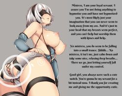  ass ass_focus blindfold breasts caption female_only female_pov femdom femsub honest_(manipper) hypnotic_ass kaorihero large_breasts manip nier_automata nipples open_mouth pov pov_sub short_hair text thighhighs thighs topless turning_the_tables underwear white_hair yorha_no._2_type_b  rating:explicit score: user:serin126