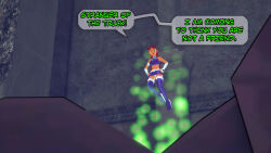 angry aware clothed dc_comics dialogue dogdog english_text female_only floating glowing green_eyes panties red_hair solo starfire text upskirt rating:Questionable score:1 user:Bootyhunter69