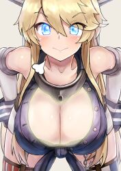 blonde_hair blue_eyes breasts cleavage femdom glowing glowing_eyes huge_breasts hypnotic_breasts hypnotic_eyes hypnotized_hypnotist iowa_(kantai_collection) kantai_collection large_breasts looking_at_viewer manip nobody67_(manipper) okitsugu pov pov_sub symbol_in_eyes rating:questionable score: user:nobody67