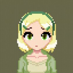 animated animated_gif blonde_hair bra breasts cleavage dazed drool expressionless female_only femsub finger_snap green_eyes headband katie_(zko) looking_at_viewer open_mouth original pixel_art seizure_warning solo text underwear undressing zko rating:Safe score:148 user:anonlv000