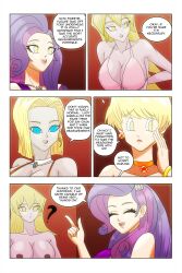 absurdres alexis_rhodes android_18 bare_shoulders blonde_hair blue_eyes breasts choker cleavage closed_eyes comic crossover discolored_nipples dragon_ball dragon_ball_z earrings empty_eyes equestria_girls erasa happy_trance harem_outfit jewelry large_breasts long_hair my_little_pony purple_hair rarity smile symbol_in_eyes text topless wadevezecha yu-gi-oh! yu-gi-oh!_gx rating:Questionable score:51 user:daveyboysmith9