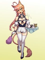 ahoge apron blush braid bulge cat_ears cat_futa cat_tail collar cuffs drool fangs feather_duster futa_only futanari futasub gloves gradient_background green_eyes happy_trance high_heels hypnovember jamie_(blakiee) long_hair maid original pink_hair porniky simple_background solo spiral_eyes thighhighs tray rating:Questionable score:30 user:Blakiee