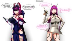 antenna bare_shoulders before_and_after book choker dress femsub fire_emblem fire_emblem_engage gun happy_trance ivy_(fire_emblem) leotard long_hair looking_at_viewer meme nintendo opera_gloves purple_eyes purple_hair raygun skirt soex solo symbol_in_eyes tagme text tongue_out weapon white_background wink rating:Safe score:65 user:soex