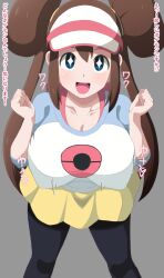breasts brown_hair double_hair_bun hair_buns hat large_breasts leggings long_hair looking_at_viewer nintendo pokemon pokemon_black_and_white_2 rosa_(pokemon) skirt text translation_request yugo_eti rating:Safe score:30 user:SexyHex