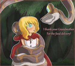 blonde_hair blush coils disney femsub hypnotic_eyes kaa kaa_eyes maledom phantomgline red_riding_hood snake text the_jungle_book rating:safe score: user:jabberwocky