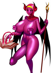 black_sclera book bottomless breast_expansion breasts corruption demon_futa drool futanari horns huge_breasts huge_cock mouth_nipples original penis purple_skin staff tentacles tongue tongue_out topless wings zxc rating:Explicit score:34 user:TheGoodShank