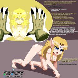 before_and_after elf_ears empty_eyes femsub idpet long_hair monkey_pose nintendo nude pet_play princess_zelda text the_legend_of_zelda rating:Questionable score:11 user:IDPet