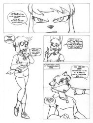 bunny_girl comic crazycowproductions dog_girl franklin_fox furry goth greyscale maledom original sheep_girl text traditional rating:Questionable score:9 user:crazycowproductions