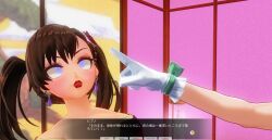 3d blue_eyes brown_hair crossed_eyes dialogue eye_roll femsub japanese_clothing kamen_writer_mc kimono mc_trap_town screenshot spiral_eyes symbol_in_eyes text translation_request twintails rating:Questionable score:4 user:Amazingbrahjr