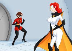 absurdres bodysuit boots breasts costume disney elastigirl erect_nipples female_only gloves helen_parr high_heels hypnotic_accessory knee-high_boots large_breasts latex legs mask mezmerella oo_sebastian_oo opera_gloves red_hair super_hero the_incredibles thigh_boots western rating:Safe score:30 user:solddate