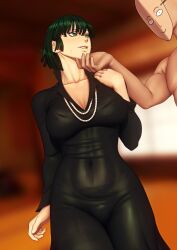 altered_perception breasts chin_hold cleavage empty_eyes femsub fubuki_(one_punch_man) green_eyes green_hair happy_trance john_doe large_breasts maledom necklace one_punch_man short_hair sweat symbol_in_eyes tech_control unaware rating:Questionable score:57 user:BilboBalob23