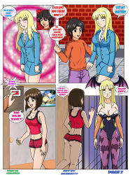 absurdres black_hair blonde_hair breasts brown_hair carlosfco comic cosplay dlobo777 engrish femsub large_breasts long_hair maledom multiple_girls panties pantyhose spiral spiral_eyes standing standing_at_attention symbol_in_eyes tech_control text underwear whitewash_eyes rating:Questionable score:74 user:Grim