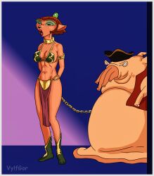  alien bikini brain_slug captain_amelia chains cleavage disney femsub furry futurama harem_outfit maledom open_mouth short_hair snuff treasure_planet vylfgor  rating:questionable score: user:plsignore