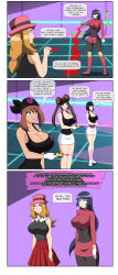 black_hair blue_hair brown_hair comic dialogue dlobo777 empty_eyes erika_(pokemon) femsub hypnotized_hypnotist large_breasts long_hair may nintendo pokeball pokemon rosa_(pokemon) sabrina serena text rating:Questionable score:9 user:Proyecto38