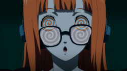 femsub futaba_sakura ivatent_(manipper) manip open_mouth orange_hair persona_(series) persona_5 spiral_eyes symbol_in_eyes rating:questionable score: user:mattlau04