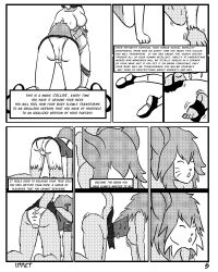 animal_ears bottomless breasts collar cum_on_clothes dialogue empty_eyes femdom femsub furry greyscale idpet lineart monochrome nude original panting short_hair tail tail_growth text topless transformation wet_clothes rating:Explicit score:3 user:IDPet