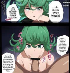 bottomless empty_eyes expressionless fellatio femsub green_eyes green_hair hard_translated infwizring instant_loss looking_at_viewer maledom mind_arc nude one_punch_man penis short_hair tatsumaki_(one_punch_man) text topless translated rating:Explicit score:197 user:BilboBalob23